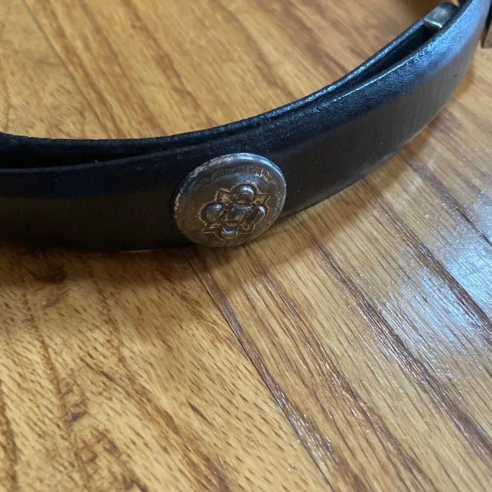 Leather Belt w/ Silver-Tone Embellishments